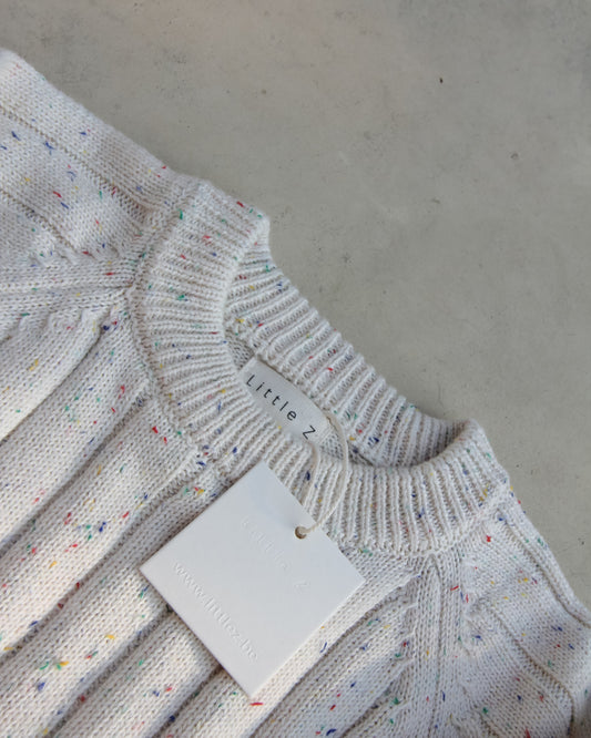 Gebreide trui rib - Beige spikkel
