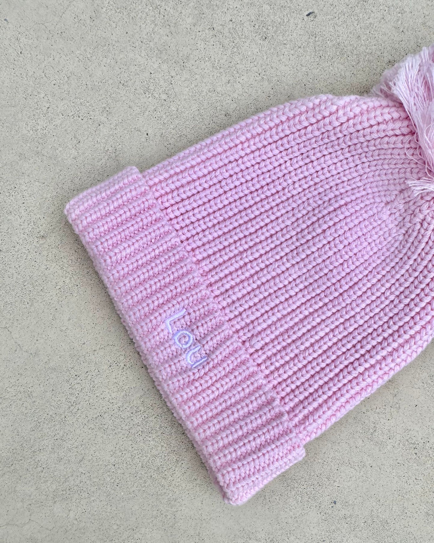 luxe roze gebreide muts met pompon voor baby, 100% katoen